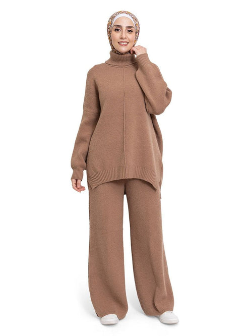 Coffee Knit Suit - Khotwh